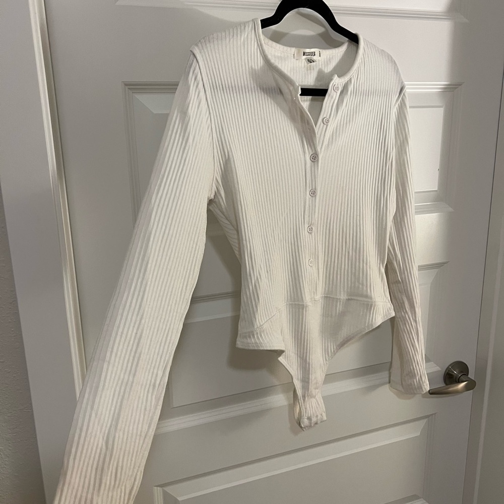 Missguided White button up body suit size 10
